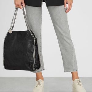 Stella McCartney Black Falabella Shaggy Deer Faux Leather Silver Chain Tote Bag